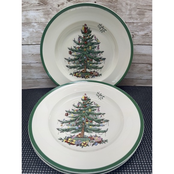 Spode Other - Set 4 Spode Christmas Tree 10.5" Dinner Plates Glossy Excellent
